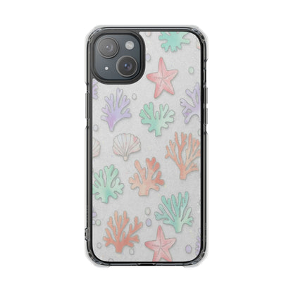 Clear Magnetic Phone Case — Pastel Sea Shell & Starfish Design
