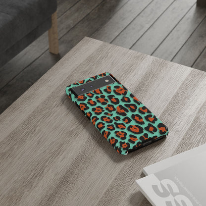 Teal & Rust Leopard Phone Case — Tough Protective Animal Print