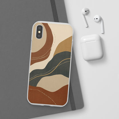 Abstract Earth Tone Phone Case — Boho Wavy Flexi Case