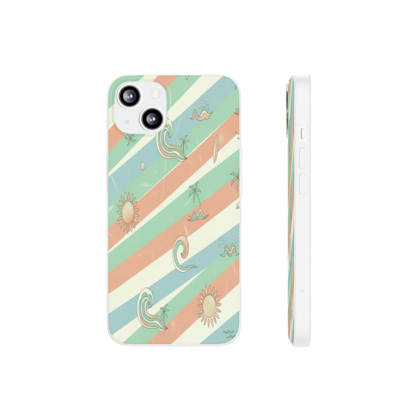 Beach Vibes Phone Case — Retro Pastel Surf & Palm Protective Flexi Case