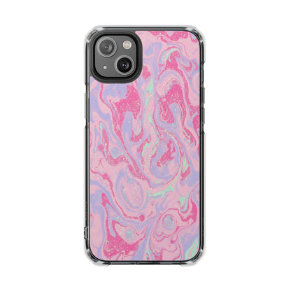 Pink Marble Magnetic Clear Phone Case — Impact-Resistant iPhone Cover
