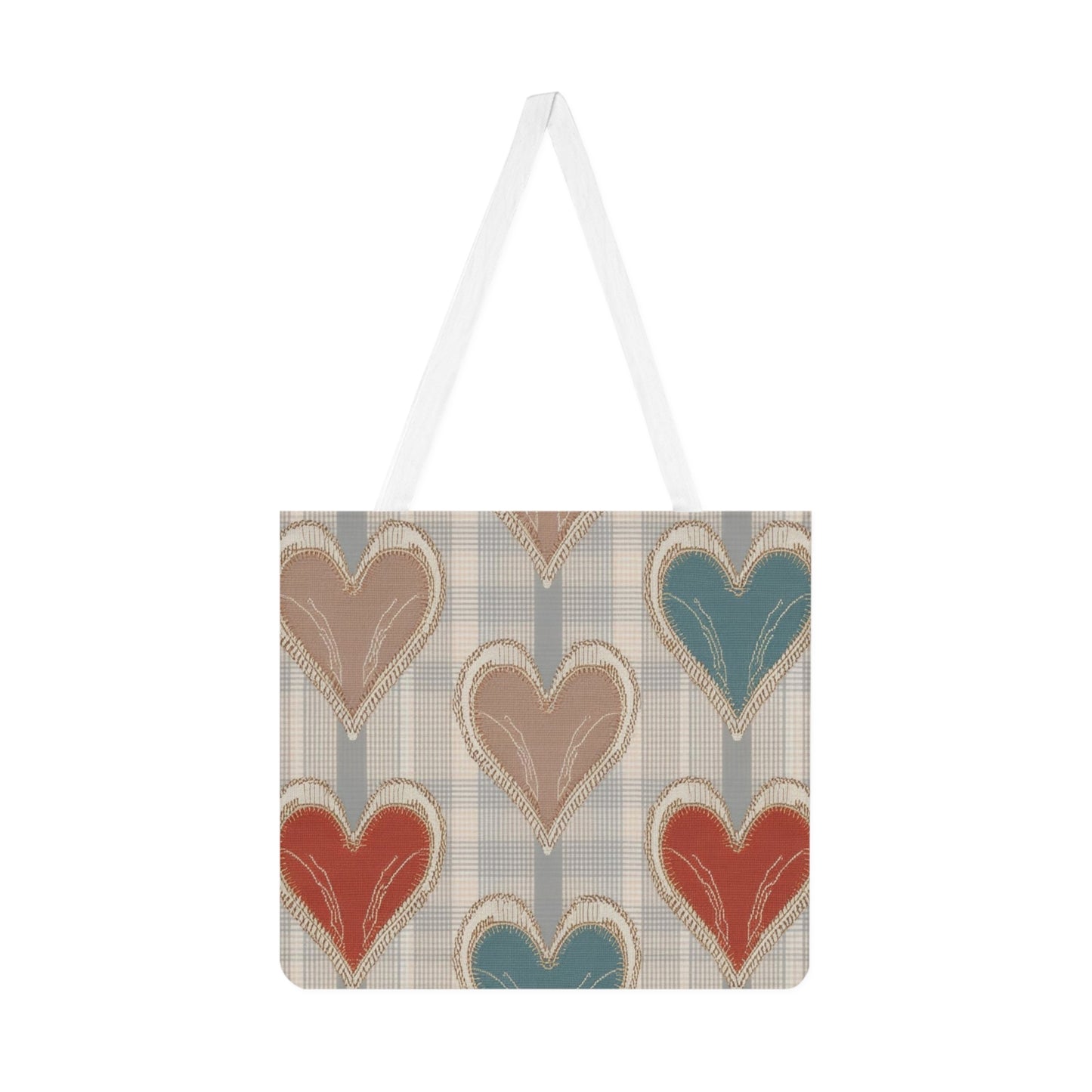 All-Over Print Rustic Heart Pattern Shoulder Tote Bag  - Western Style Women's Cotton Canvas Bag