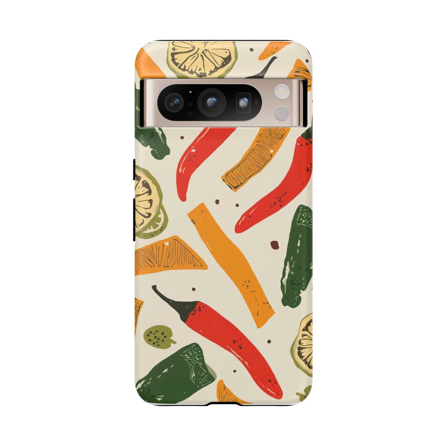 Spicy Peppers Phone Case – Colorful Chili, Lime & Citrus Pattern
