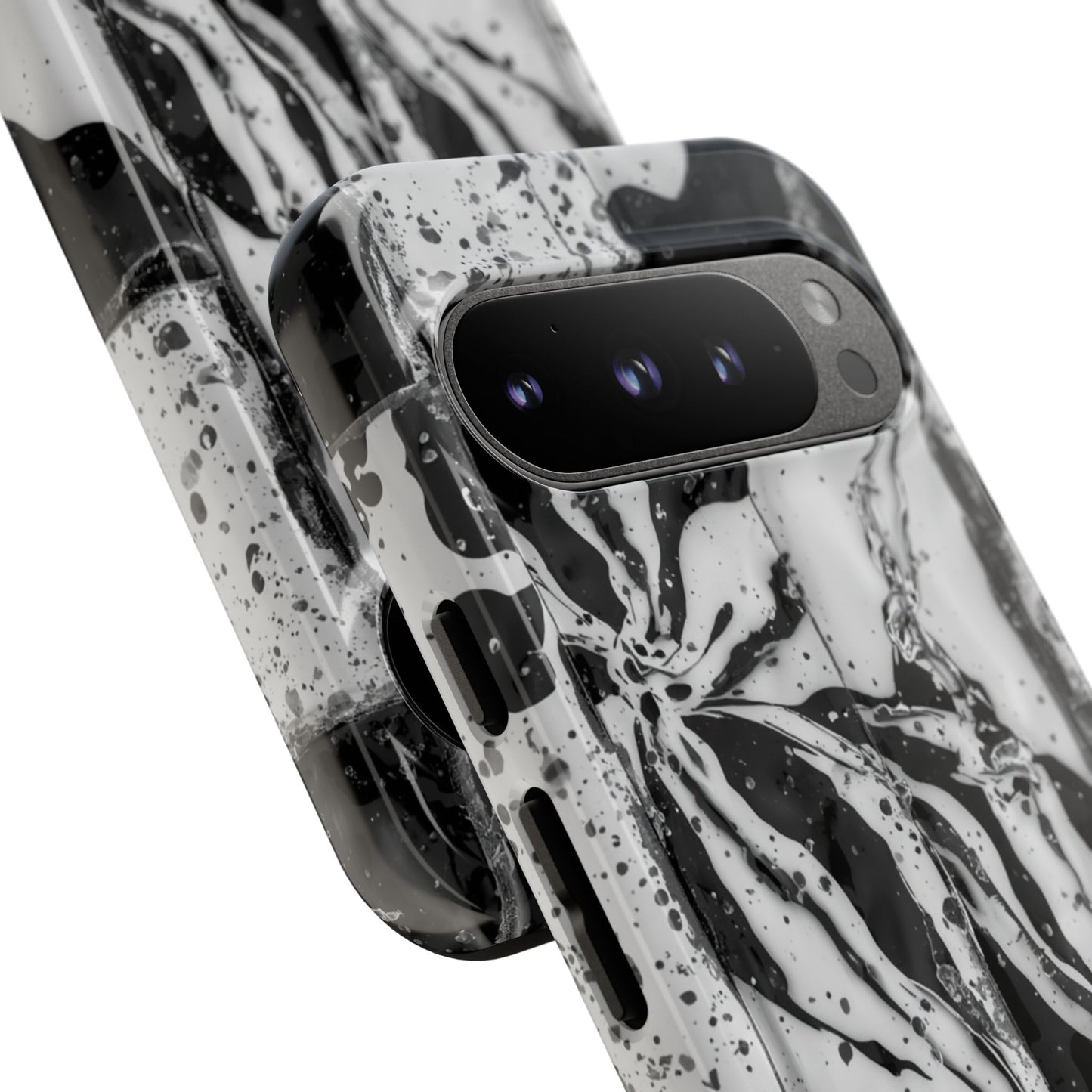 Monochrome Tile Floral Tough Phone Case