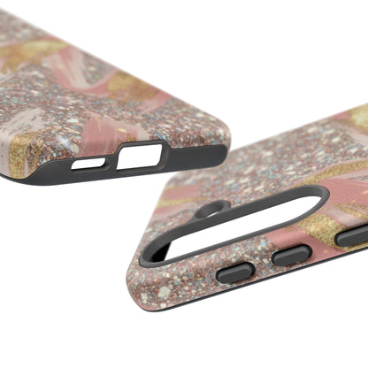 Glitter Blush Marble Phone Case — Pink Gold Swirl Tough Case