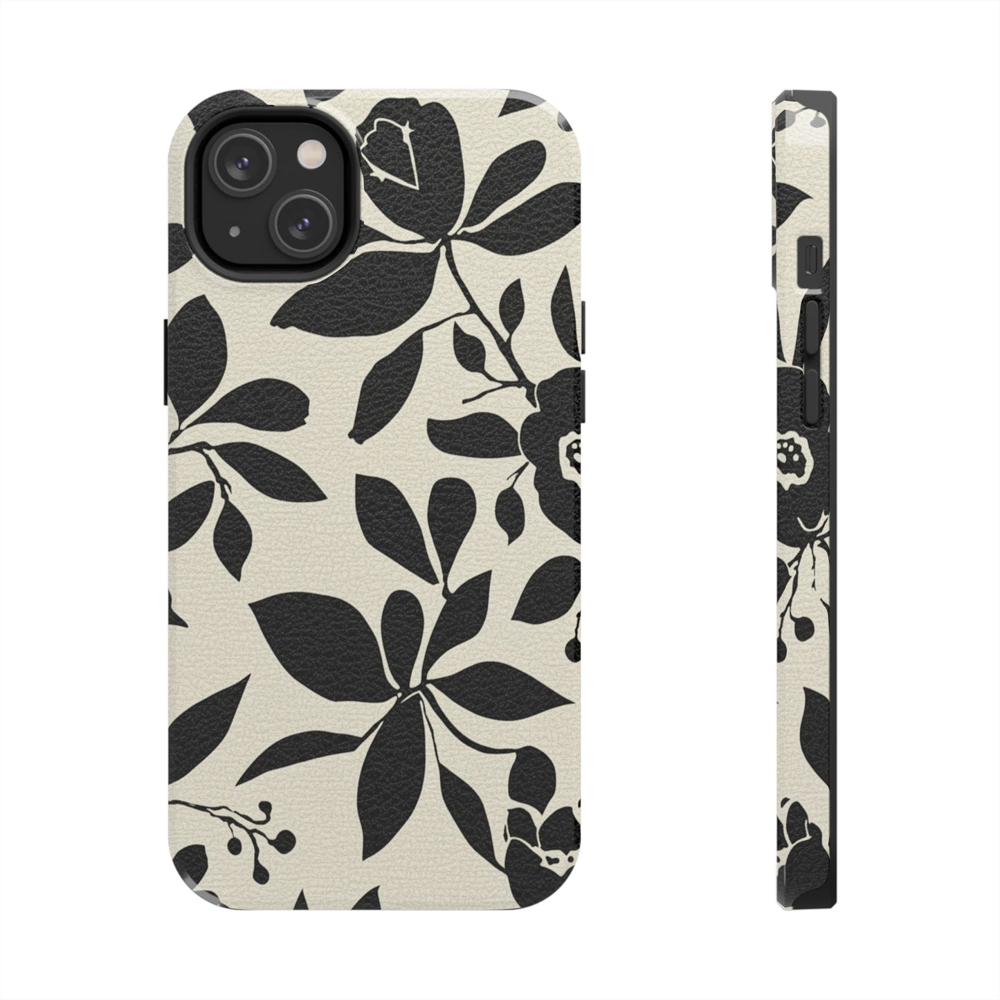 Tough Phone Case — Black Floral Silhouette Protective Cover