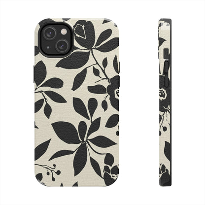 Tough Phone Case — Black Floral Silhouette Protective Cover