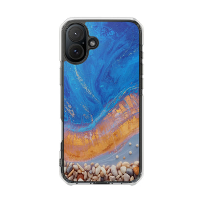 Clear Magnetic Impact Phone Case — Blue Ocean Resin & Pebble Design