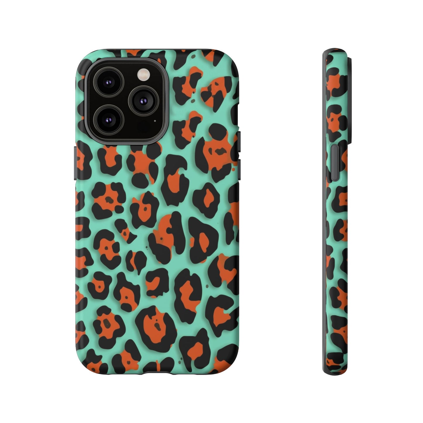 Teal & Rust Leopard Phone Case — Tough Protective Animal Print