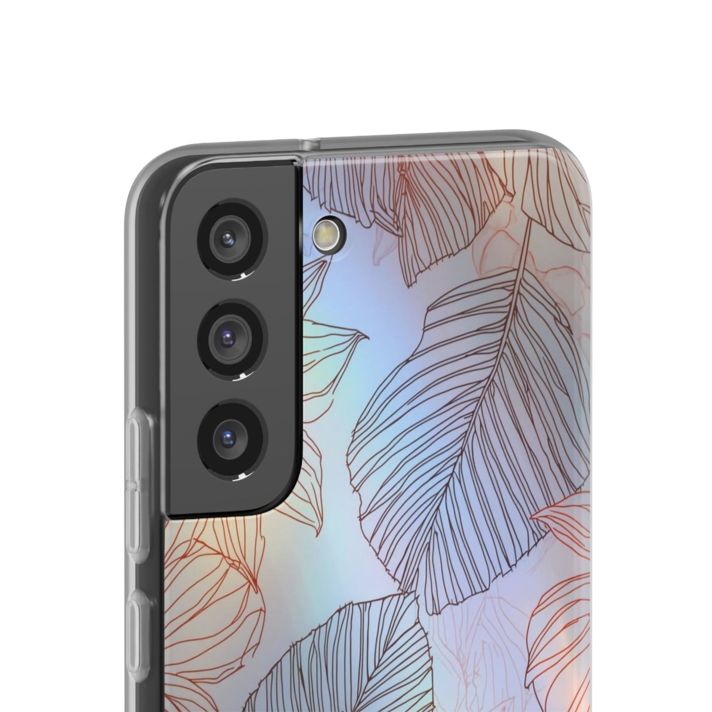 Floral Holographic Phone Case — Iridescent Leaves & Flowers Flexi Case