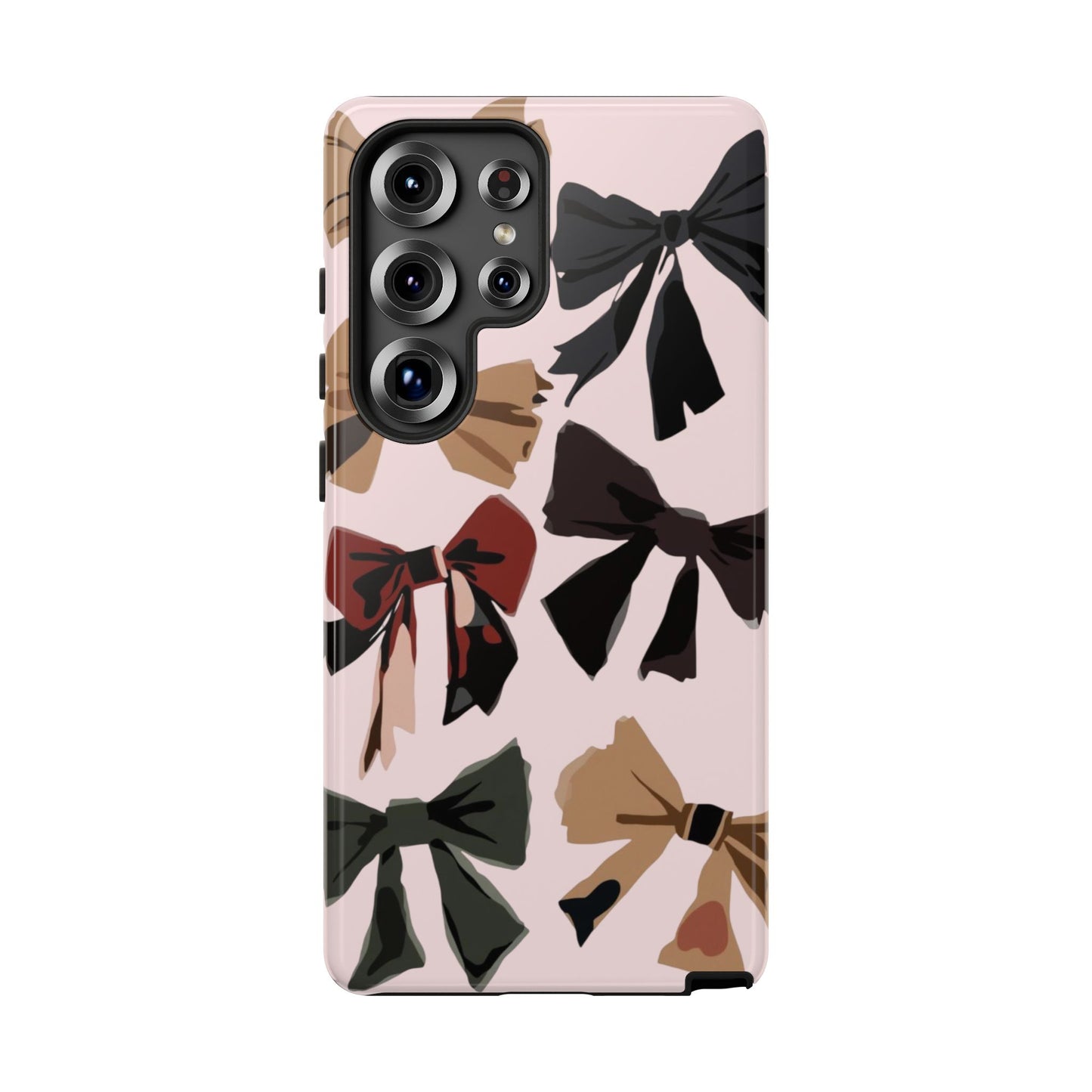 Bow Pattern Phone Case - Pink, Brown & Black Bows Protective Cover
