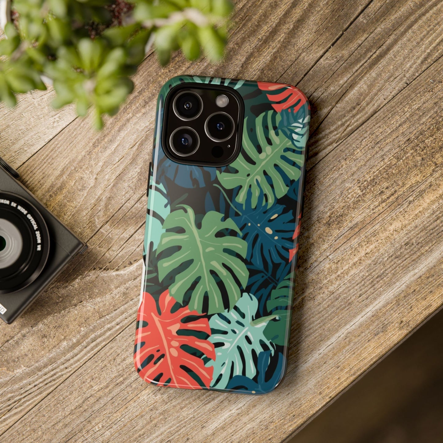 Tropical Monstera Phone Case — Colorful Leaf Protective Tough Case