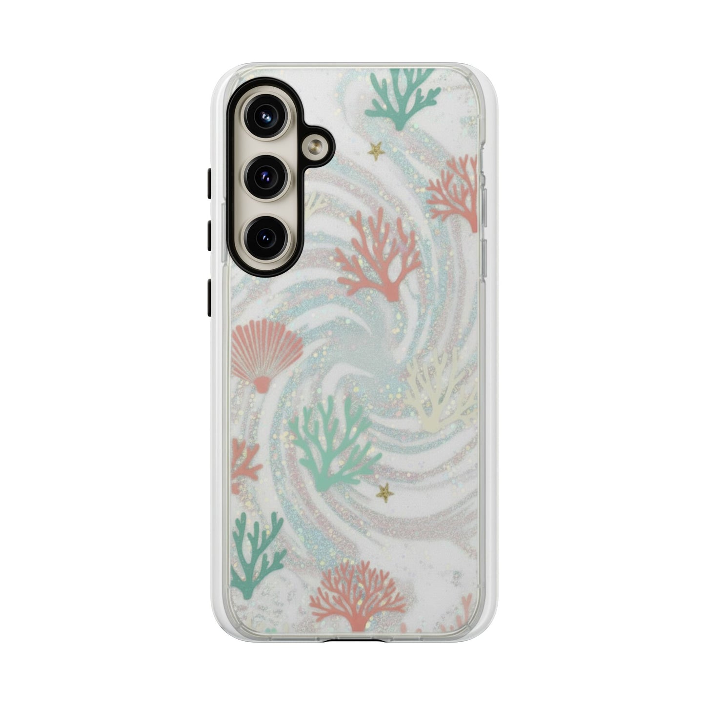 Seafoam Coral Tough Phone Case - Pastel Ocean Wave Design