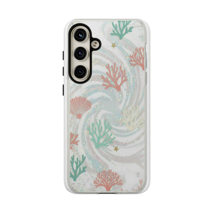 Seafoam Coral Tough Phone Case - Pastel Ocean Wave Design