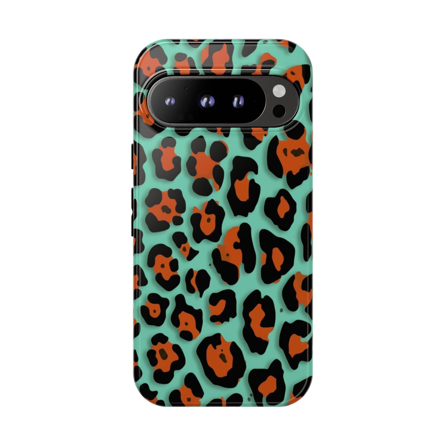 Teal & Rust Leopard Phone Case — Tough Protective Animal Print