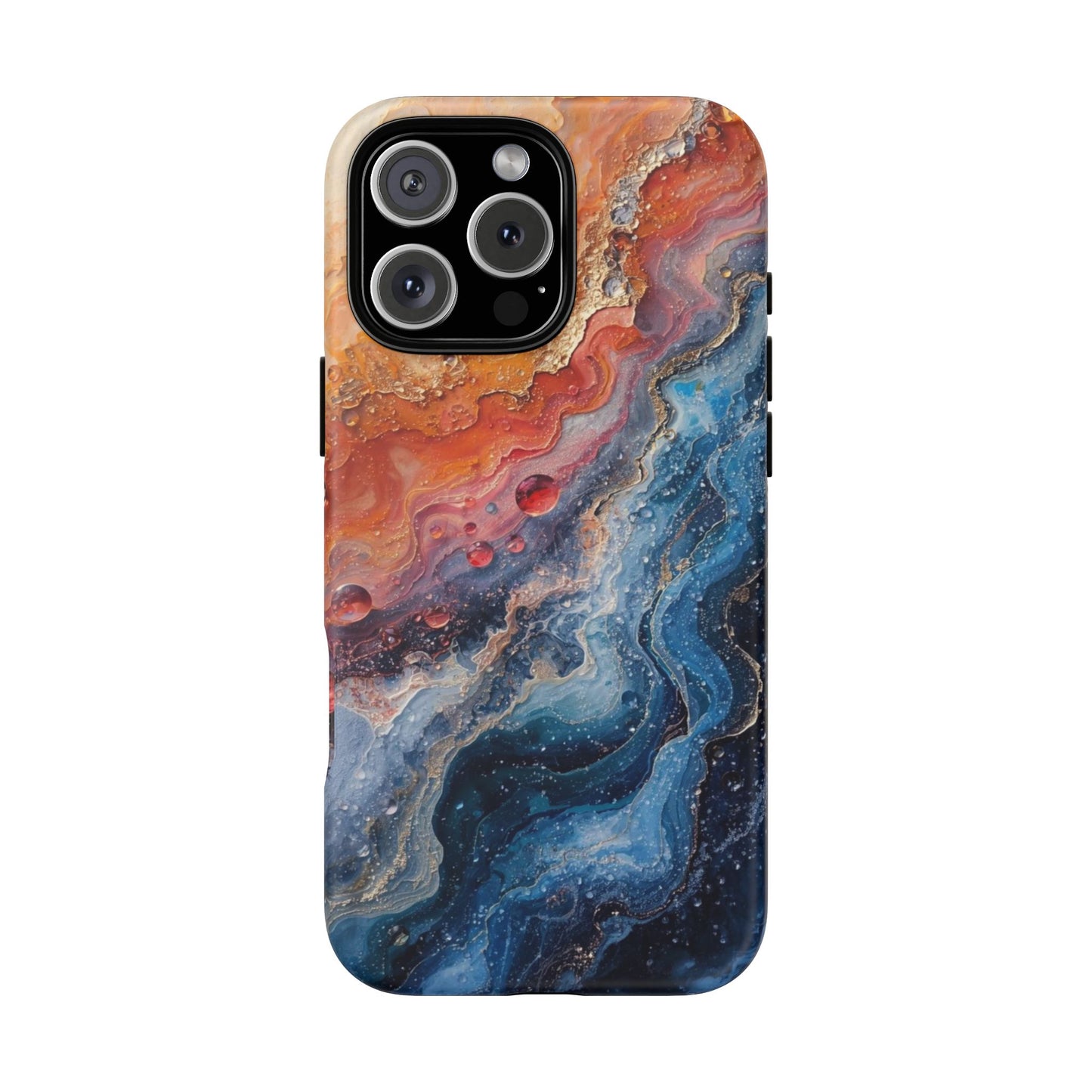 Marbled Galaxy Tough Phone Case — Abstract Blue & Coral Protective Cover