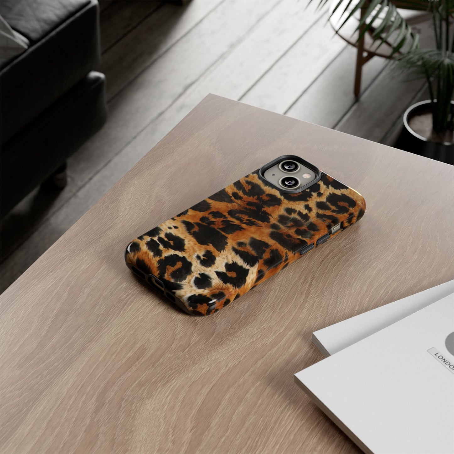 Leopard Print Tough Phone Case – Rugged Protective iPhone Cover
