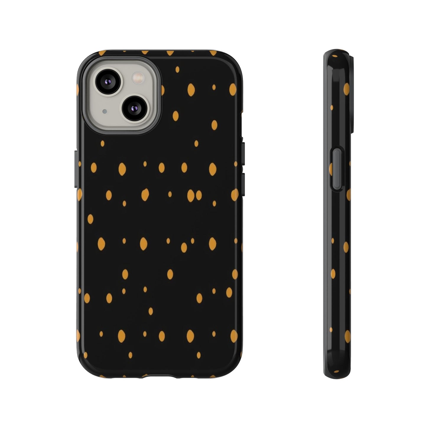 Black & Gold Dot Tough Phone Case — Protective Sparkle Pattern
