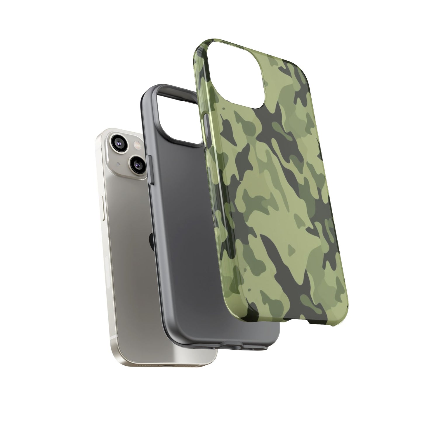 Camo Tough Phone Case — Military Green Protective iPhone Cover
