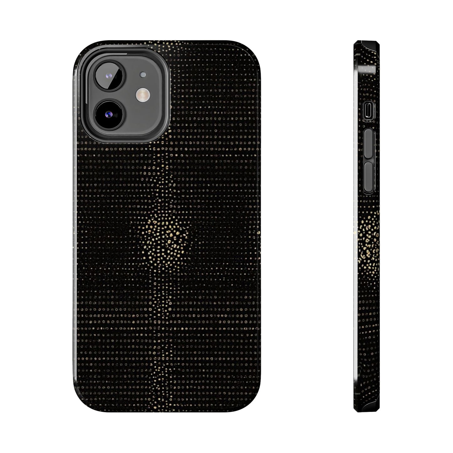 Tough Phone Case — Black Textured Metallic Dot Shield