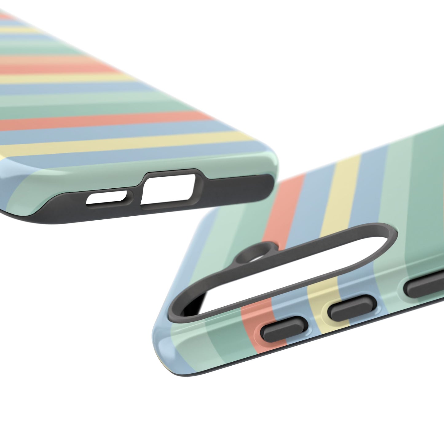 Pastel Striped Phone Case — Retro Horizontal Multi-Color Tough Case