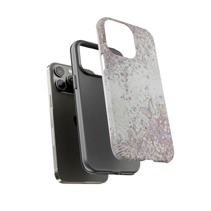 Butterfly Glitter Tough Phone Case — Floral Sparkle Protective Case