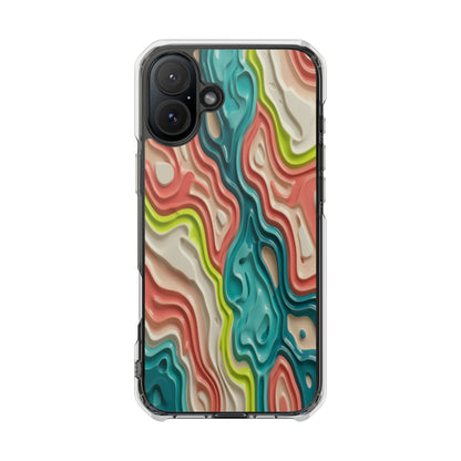 Clear Magnetic Phone Case — Colorful Abstract Layered Swirl Design