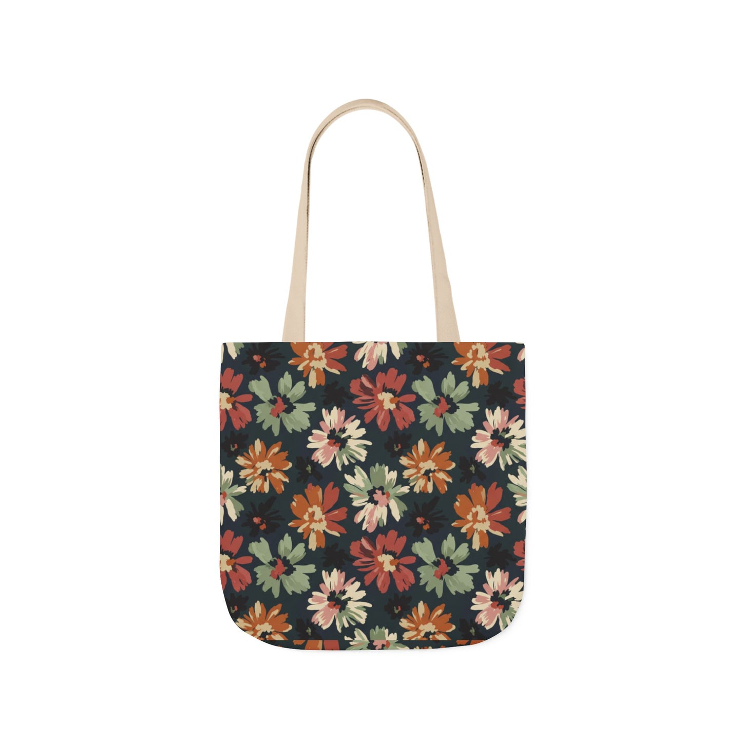 Floral Canvas Tote Bag — Vintage Autumn Daisy Print