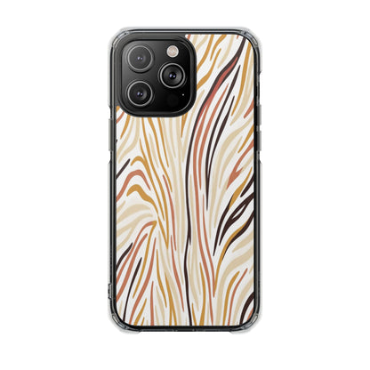 Clear Magnetic Phone Case — Neutral Abstract Marble Wave Design