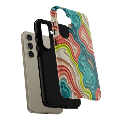Abstract Contour Phone Case — Colorful Topographic Pattern Tough Case