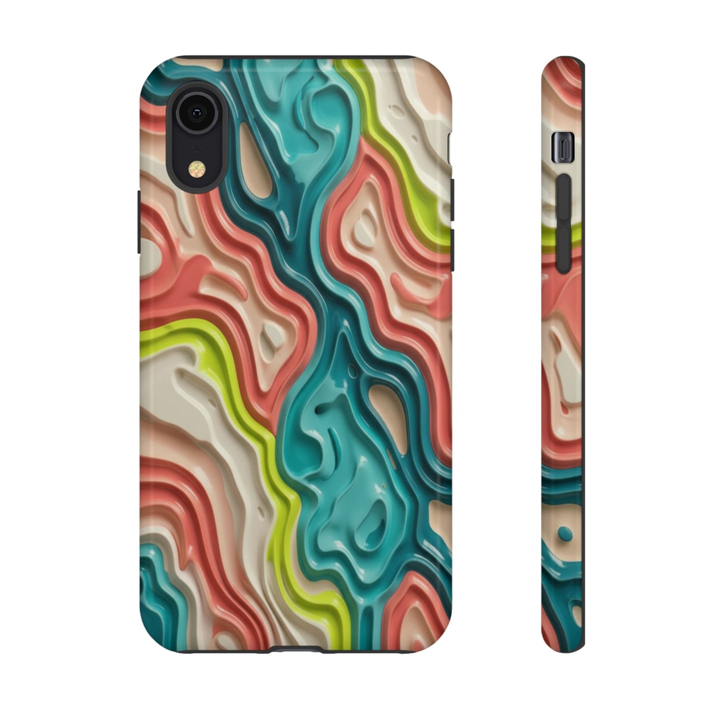 Abstract Contour Phone Case — Colorful Topographic Pattern Tough Case