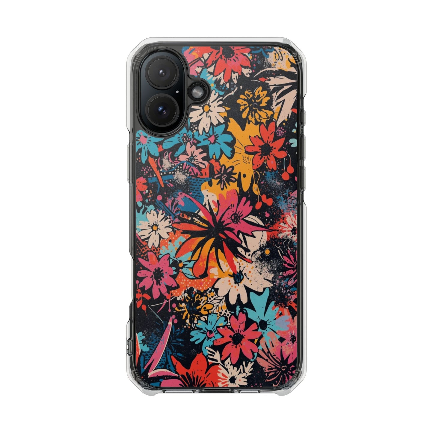 Floral Burst Magnetic Clear Phone Case — Protective Impact-Resistant Design