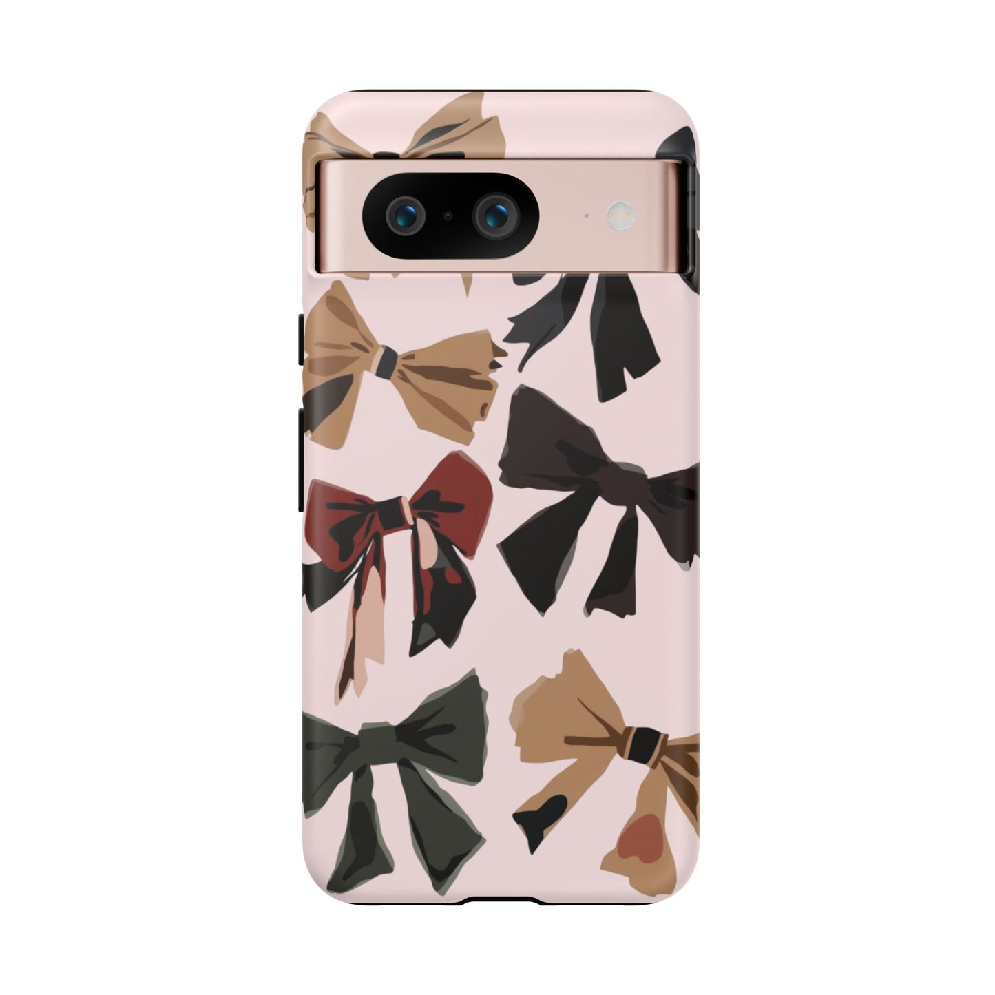 Bow Pattern Phone Case - Pink, Brown & Black Bows Protective Cover