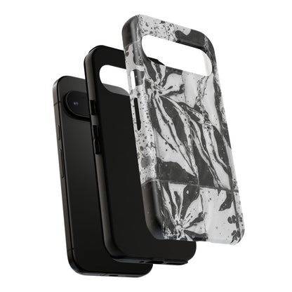 Monochrome Tile Floral Tough Phone Case