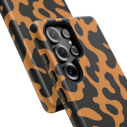 Leopard Print Phone Case — Orange & Black Tough Pattern Protective Cover