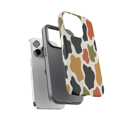 Camouflage Pattern Tough Phone Case – Retro Olive, Rust & Mustard Protective Cover