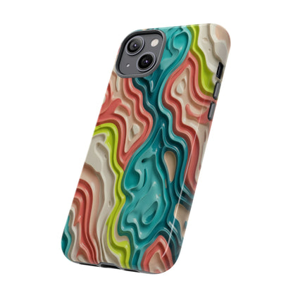 Abstract Contour Phone Case — Colorful Topographic Pattern Tough Case