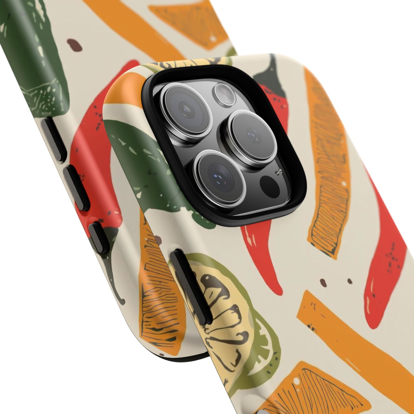 Spicy Peppers Phone Case – Colorful Chili, Lime & Citrus Pattern