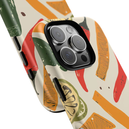 Spicy Peppers Phone Case – Colorful Chili, Lime & Citrus Pattern