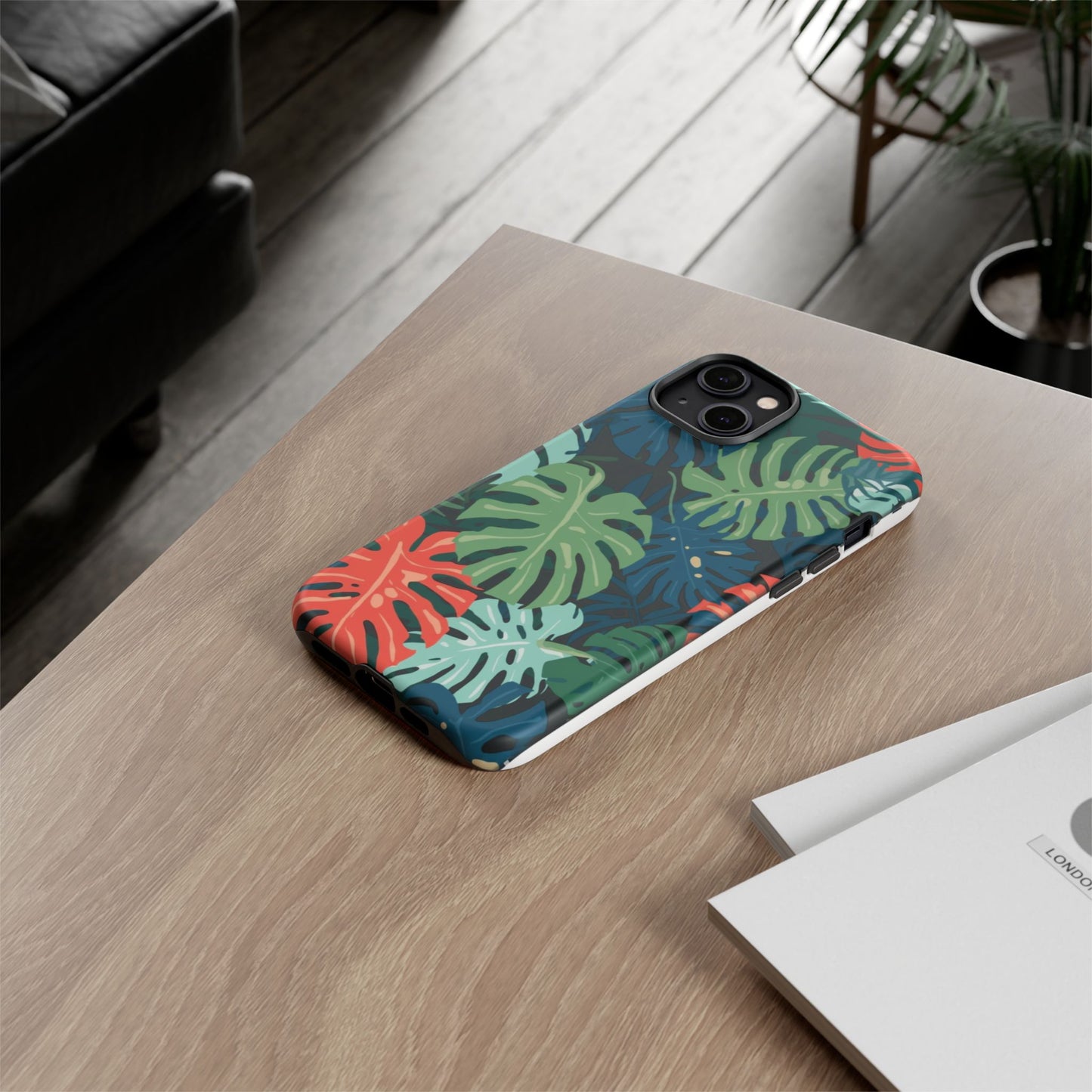 Tropical Monstera Phone Case — Colorful Leaf Protective Tough Case