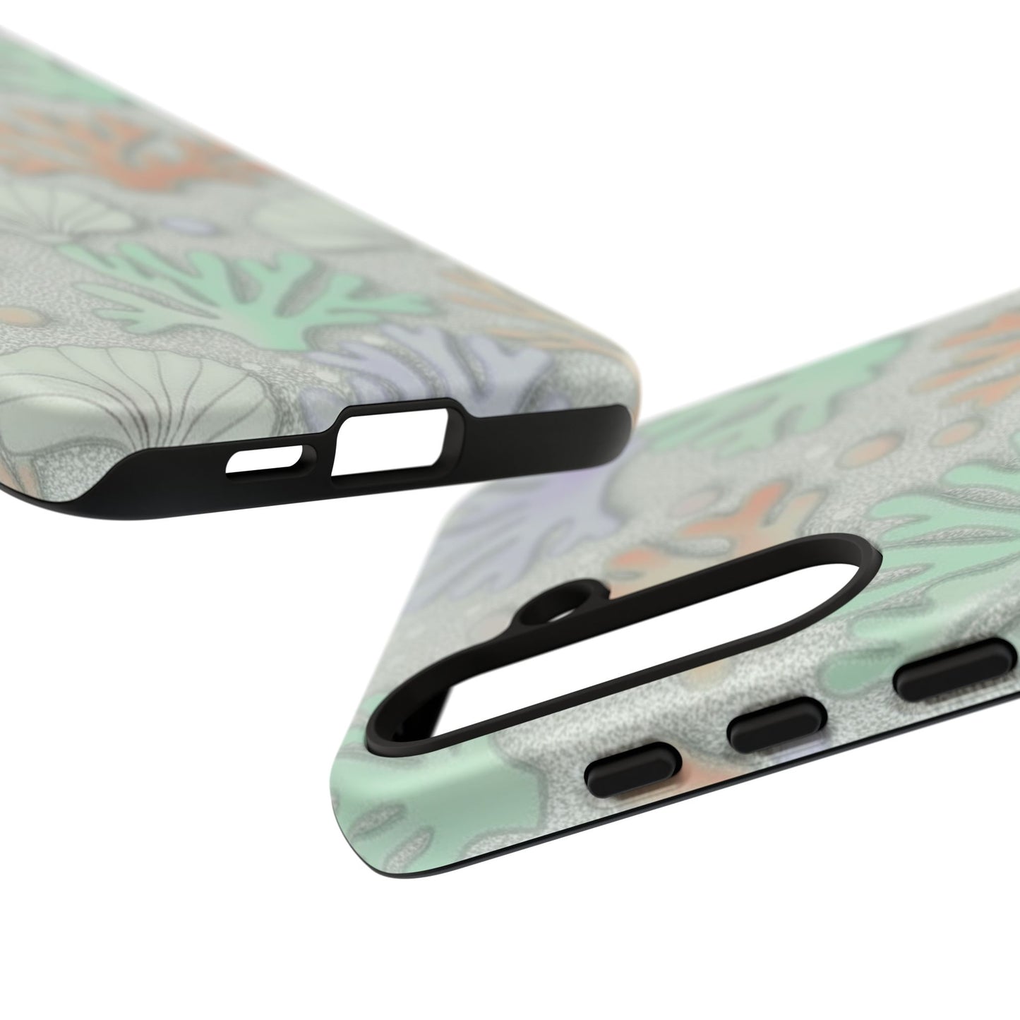Pastel Coral Reef Tough Phone Case – Sea Shell & Coral Pattern Durable Protector
