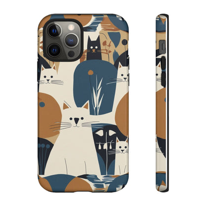 Cat Pattern Phone Case – Retro Abstract Cats Protective iPhone Cover