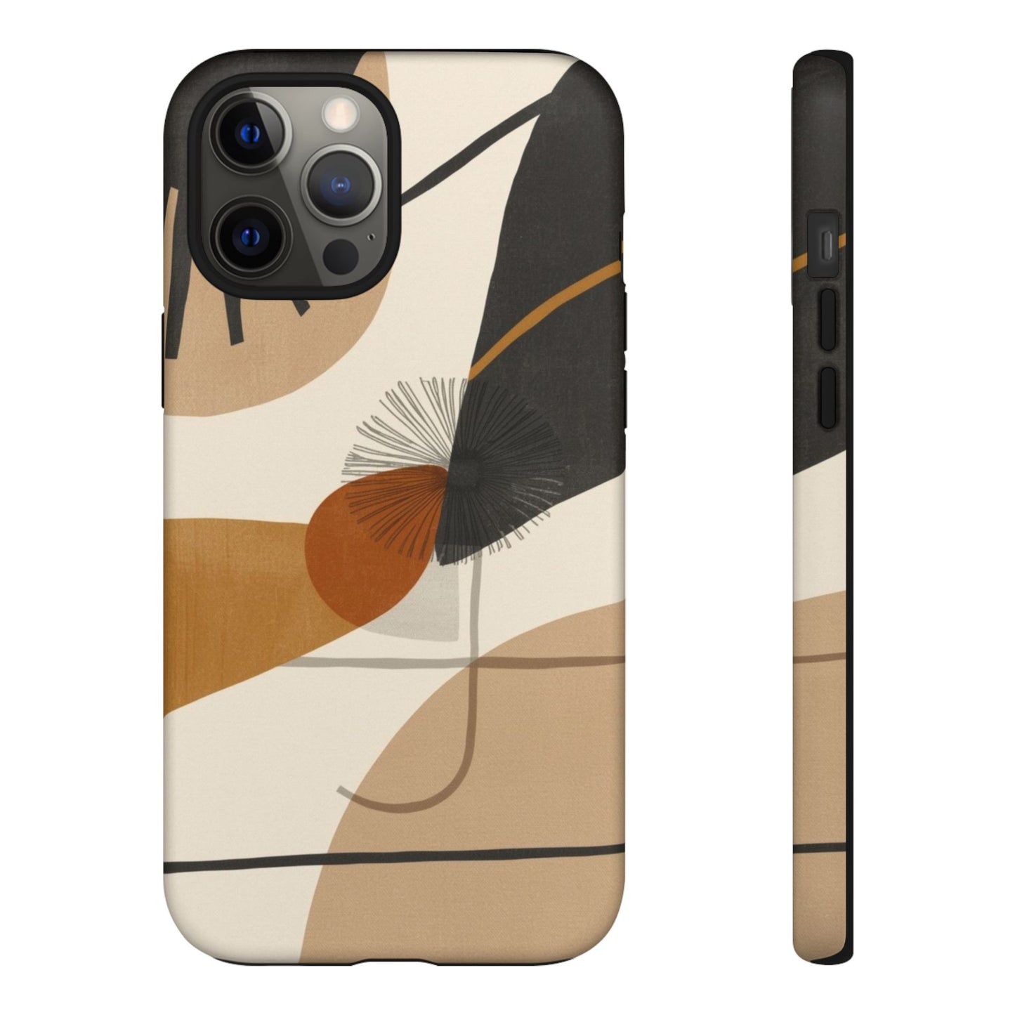 Abstract Earth Tone Phone Case — Mid-Century Minimalist Tough Case
