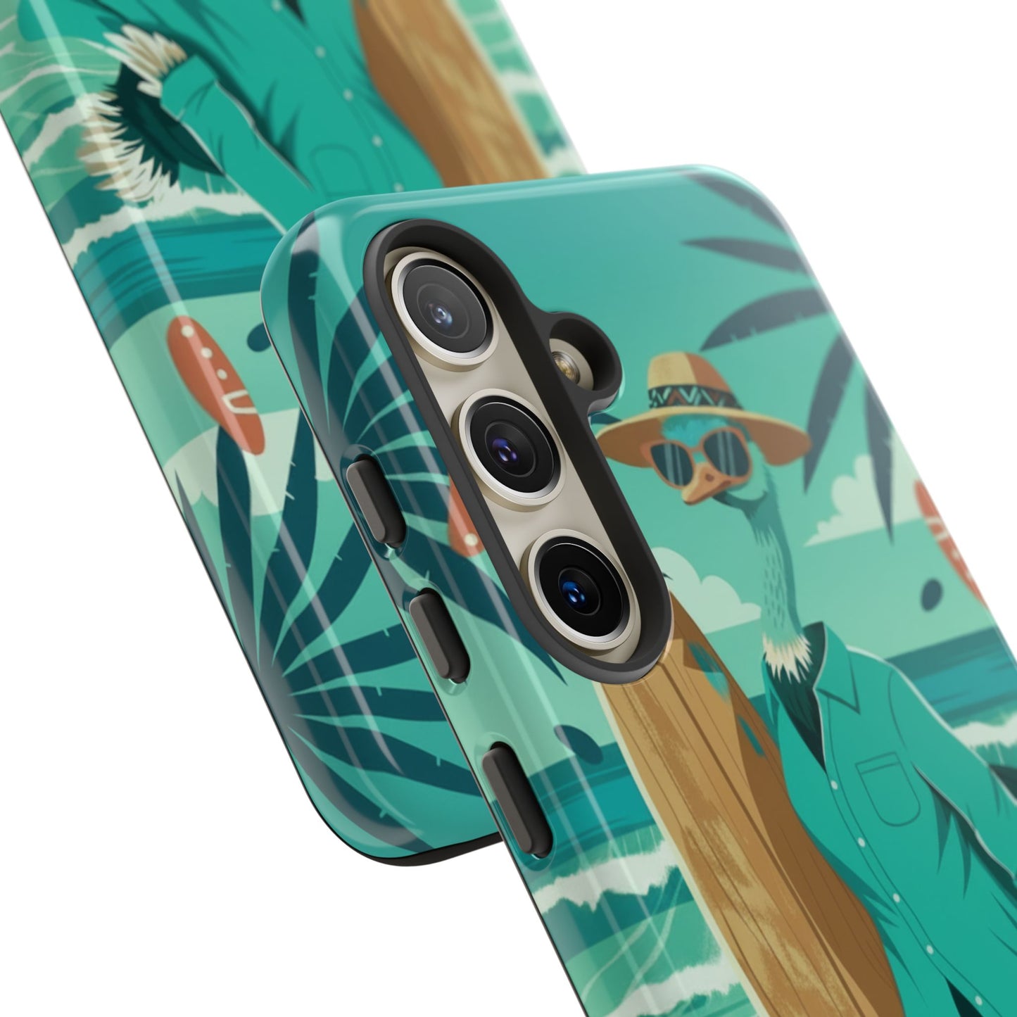 Phone Case — Retro Dressed Seagull Surfing Beach Illustration