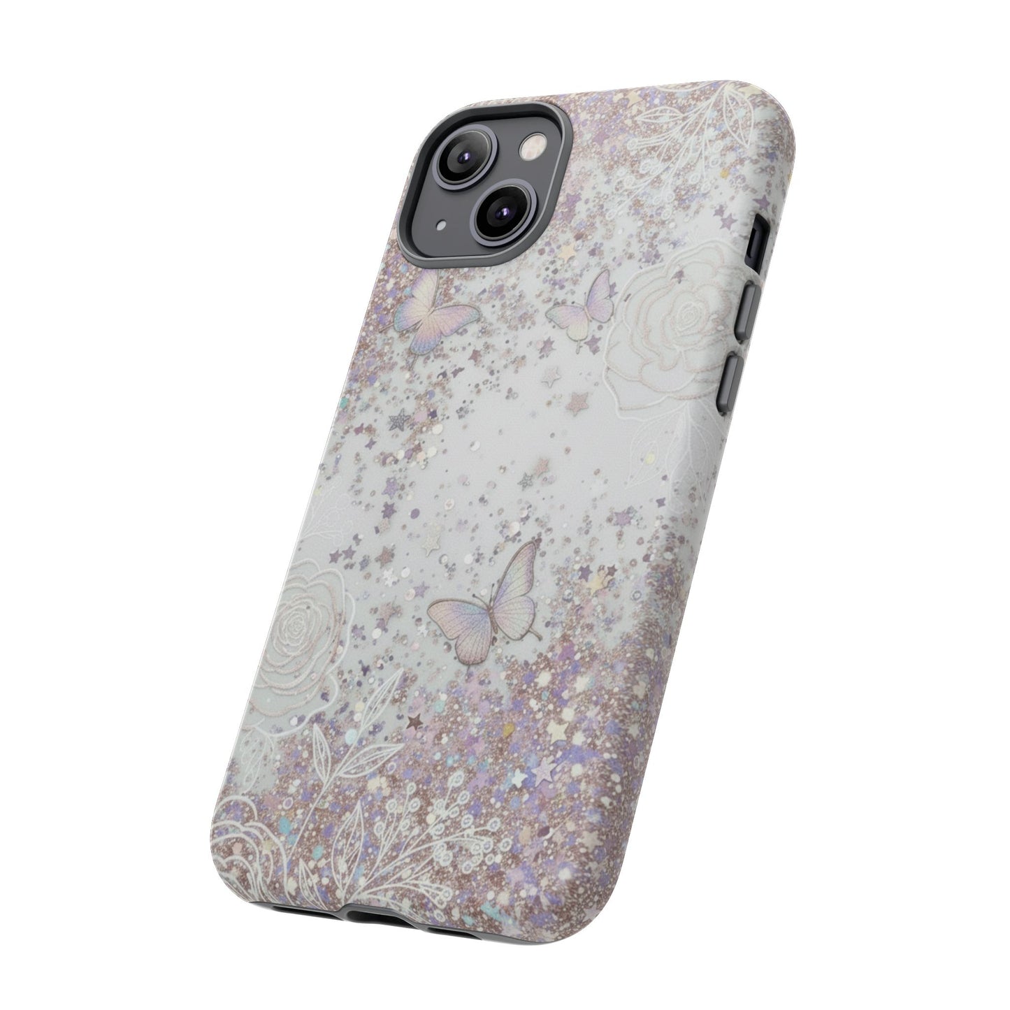 Butterfly Glitter Tough Phone Case — Floral Sparkle Protective Case