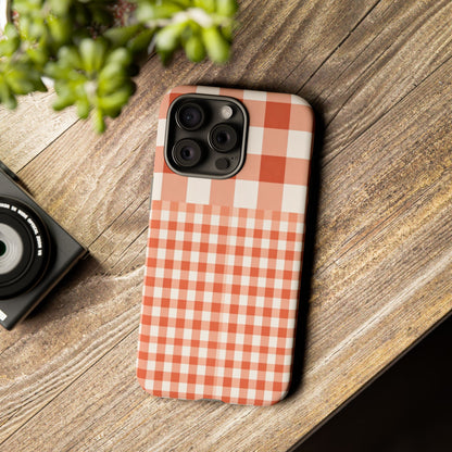 Buffalo Check Tough Phone Case — Orange Gingham Protective Cover