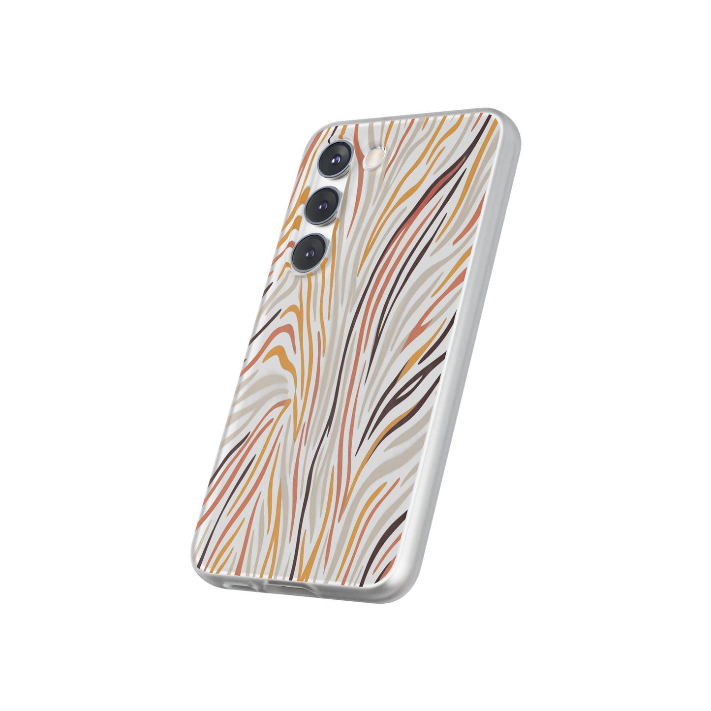 Marbled Neutral Stripe Phone Case — Abstract Beige & Terracotta Flexi Case