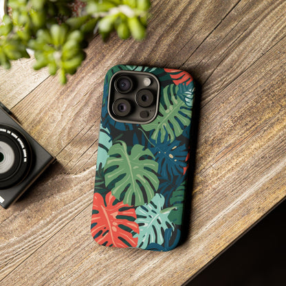 Tropical Monstera Phone Case — Colorful Leaf Protective Tough Case