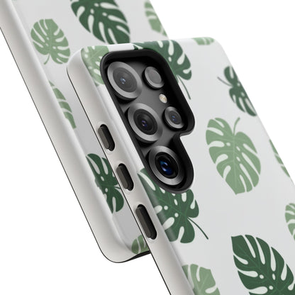 Monstera Leaf Tough Phone Case – Tropical Green Palm Pattern Protective Cover
