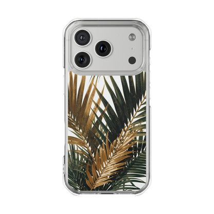 Clear Magnetic Phone Case with Tropical Palm Leaves Design